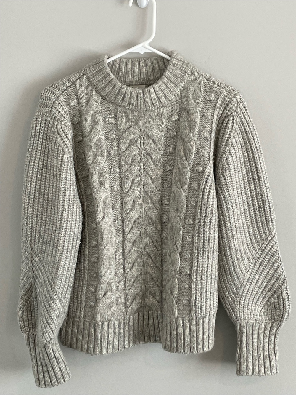 a new day Light Gray Cable Knit Crewneck Sweater